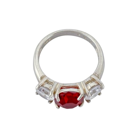 Simulated Ruby Cubic Zirconia Ring | Sterling Silver 925 | Size 6 - Picture 4 of 12
